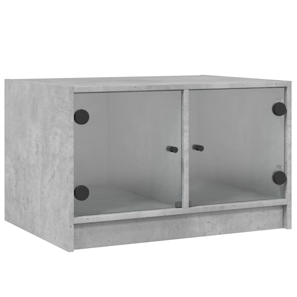 Tavolino da Salotto con Ante in Vetro Grigio Cemento 68x50x42cm | homemem39