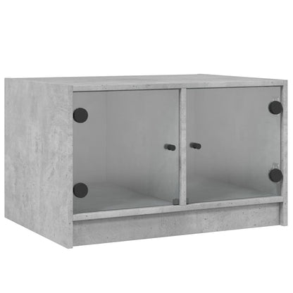 Tavolino da Salotto con Ante in Vetro Grigio Cemento 68x50x42cm | homemem39