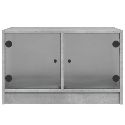 Tavolino da Salotto con Ante in Vetro Grigio Cemento 68x50x42cm | homemem39