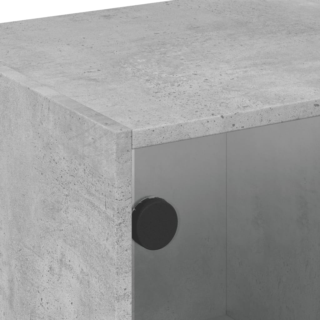 Tavolino da Salotto con Ante in Vetro Grigio Cemento 68x50x42cm | homemem39