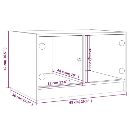 Tavolino da Salotto con Ante in Vetro Rovere Fumo 68x50x42 cm