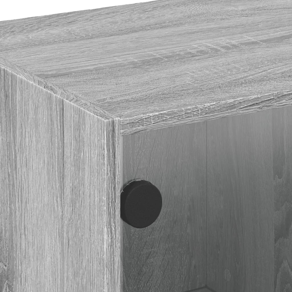 Tavolino da Salotto con Ante in Vetro Grigio Sonoma 68x50x42 cm | homemem39