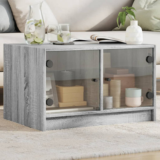 Tavolino da Salotto con Ante in Vetro Grigio Sonoma 68x50x42 cm | homemem39
