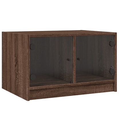 Tavolino da Salotto con Ante in Vetro Rovere Marrone 68x50x42cm | homemem39