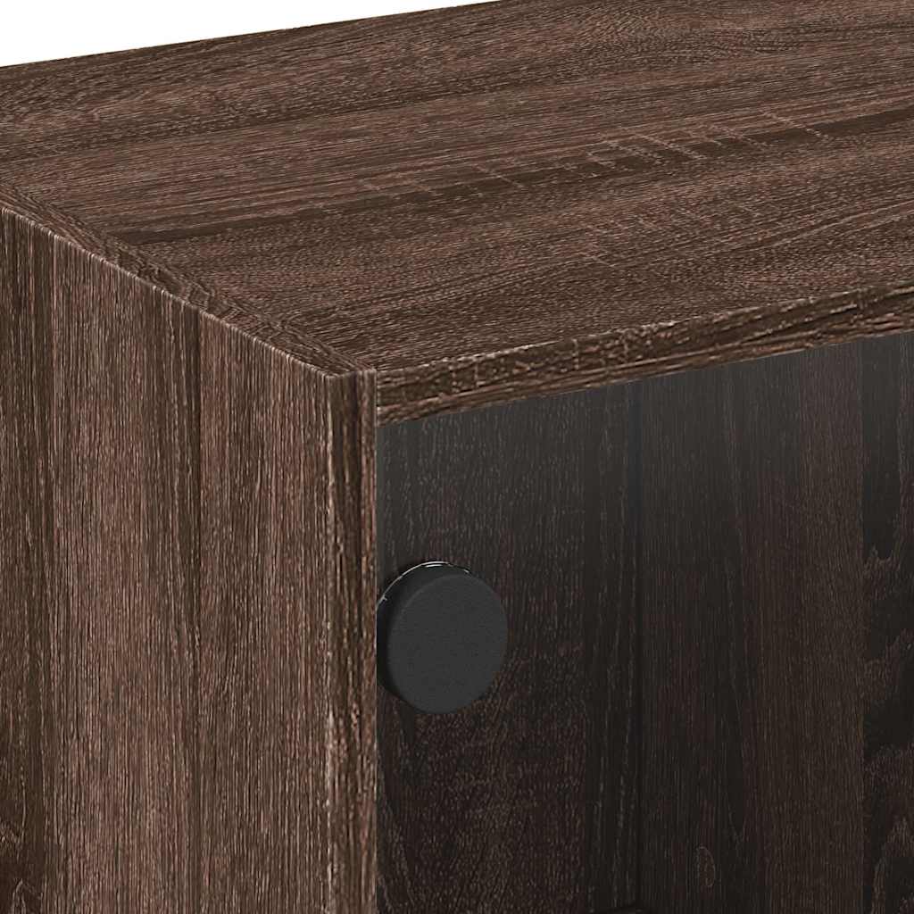 Tavolino da Salotto con Ante in Vetro Rovere Marrone 68x50x42cm | homemem39