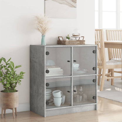 Mobile con Ante in Vetro Grigio Cemento 68x37x75,5 cm - homemem39