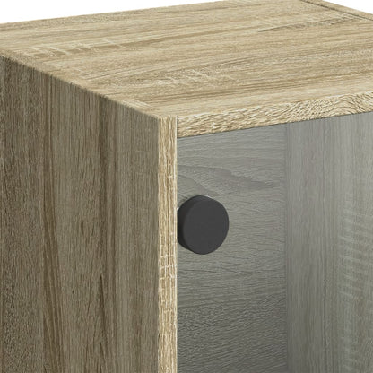 Credenza con Ante in Vetro Rovere Sonoma 35x37x109 cm - homemem39