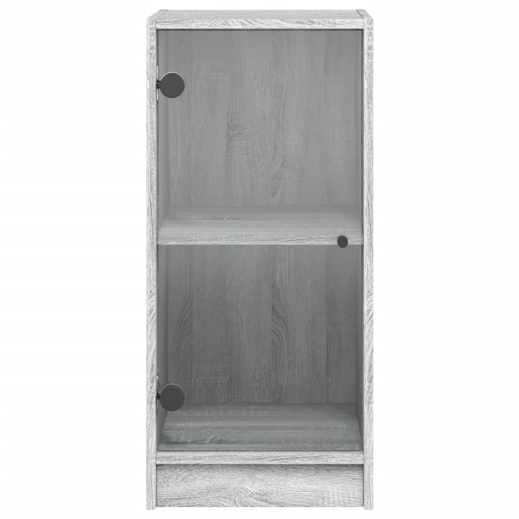 Mobile con Ante in Vetro Grigio Sonoma 35x37x75,5 cm - homemem39