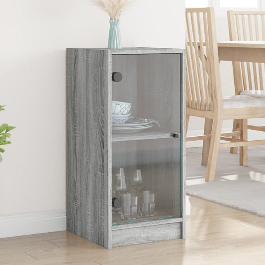 Mobile con Ante in Vetro Grigio Sonoma 35x37x75,5 cm - homemem39
