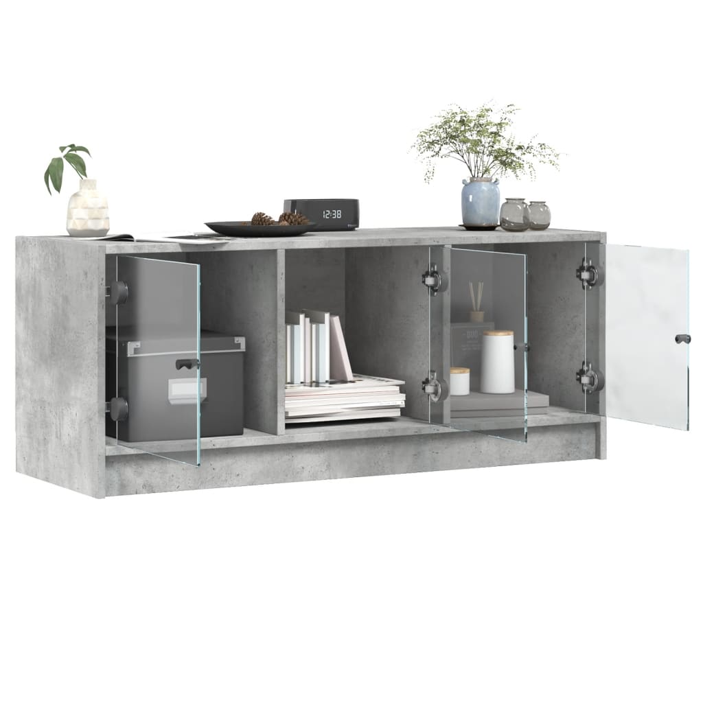 Mobile Porta TV con Ante in Vetro Grigio Cemento 102x37x42 cm - homemem39