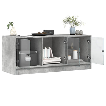 Mobile Porta TV con Ante in Vetro Grigio Cemento 102x37x42 cm - homemem39