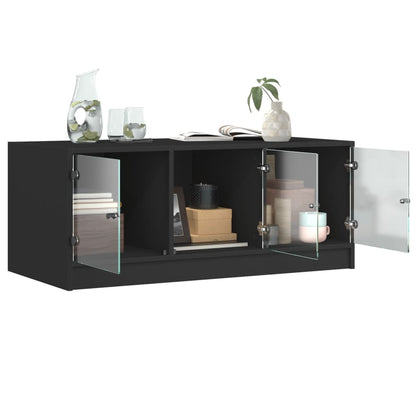 Tavolino da Salotto con Ante in Vetro Nero 102x50x42 cm | homemem39