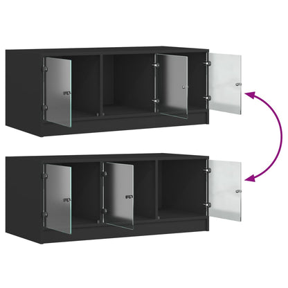 Tavolino da Salotto con Ante in Vetro Nero 102x50x42 cm | homemem39