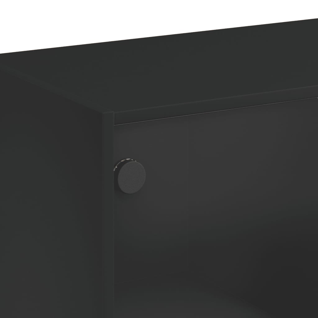 Tavolino da Salotto con Ante in Vetro Nero 102x50x42 cm | homemem39
