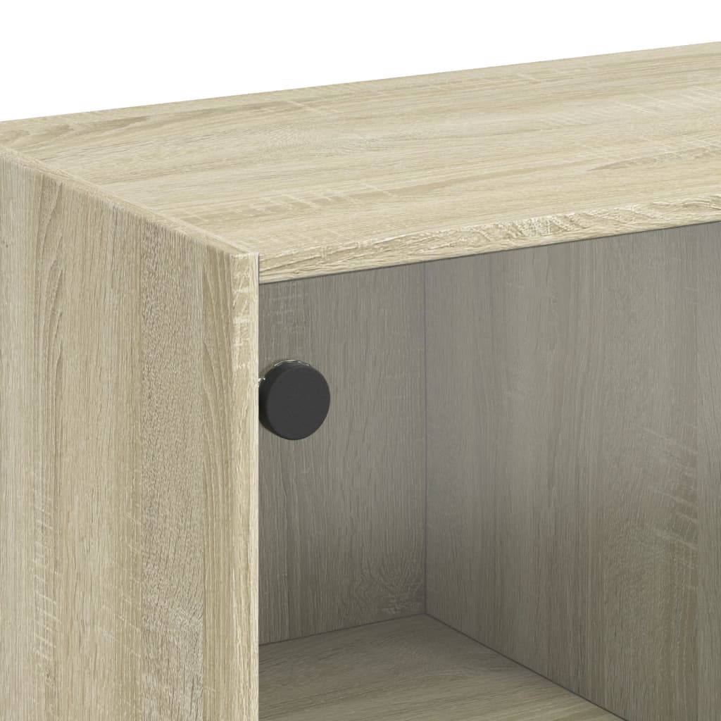 Tavolino da Salotto con Ante in Vetro Rovere Sonoma 102x50x42cm | homemem39