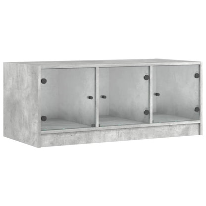 Tavolino Salotto con Ante in Vetro Grigio Cemento 102x50x42 cm | homemem39