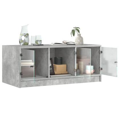 Tavolino Salotto con Ante in Vetro Grigio Cemento 102x50x42 cm | homemem39