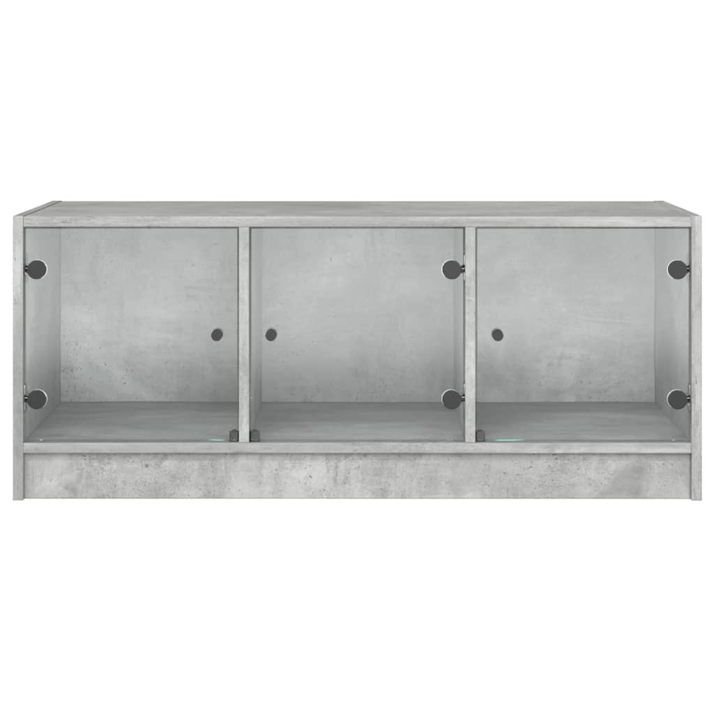 Tavolino Salotto con Ante in Vetro Grigio Cemento 102x50x42 cm | homemem39