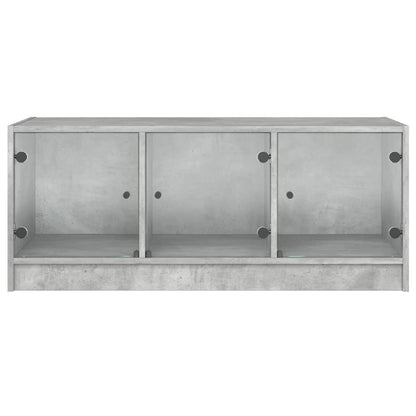 Tavolino Salotto con Ante in Vetro Grigio Cemento 102x50x42 cm | homemem39