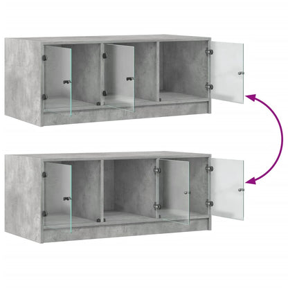 Tavolino Salotto con Ante in Vetro Grigio Cemento 102x50x42 cm | homemem39