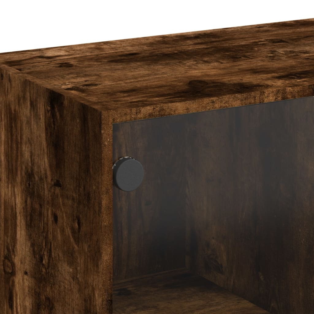 Tavolino da Salotto con Ante in Vetro Rovere Fumo 102x50x42 cm | homemem39