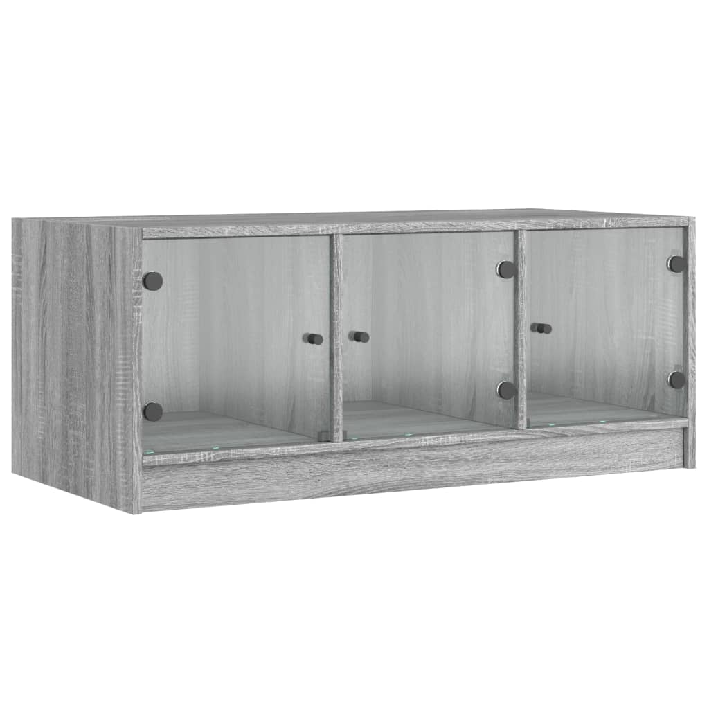 Tavolino da Salotto con Ante in Vetro Grigio Sonoma 102x50x42cm | homemem39