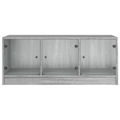Tavolino da Salotto con Ante in Vetro Grigio Sonoma 102x50x42cm | homemem39