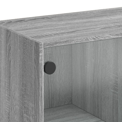 Tavolino da Salotto con Ante in Vetro Grigio Sonoma 102x50x42cm
