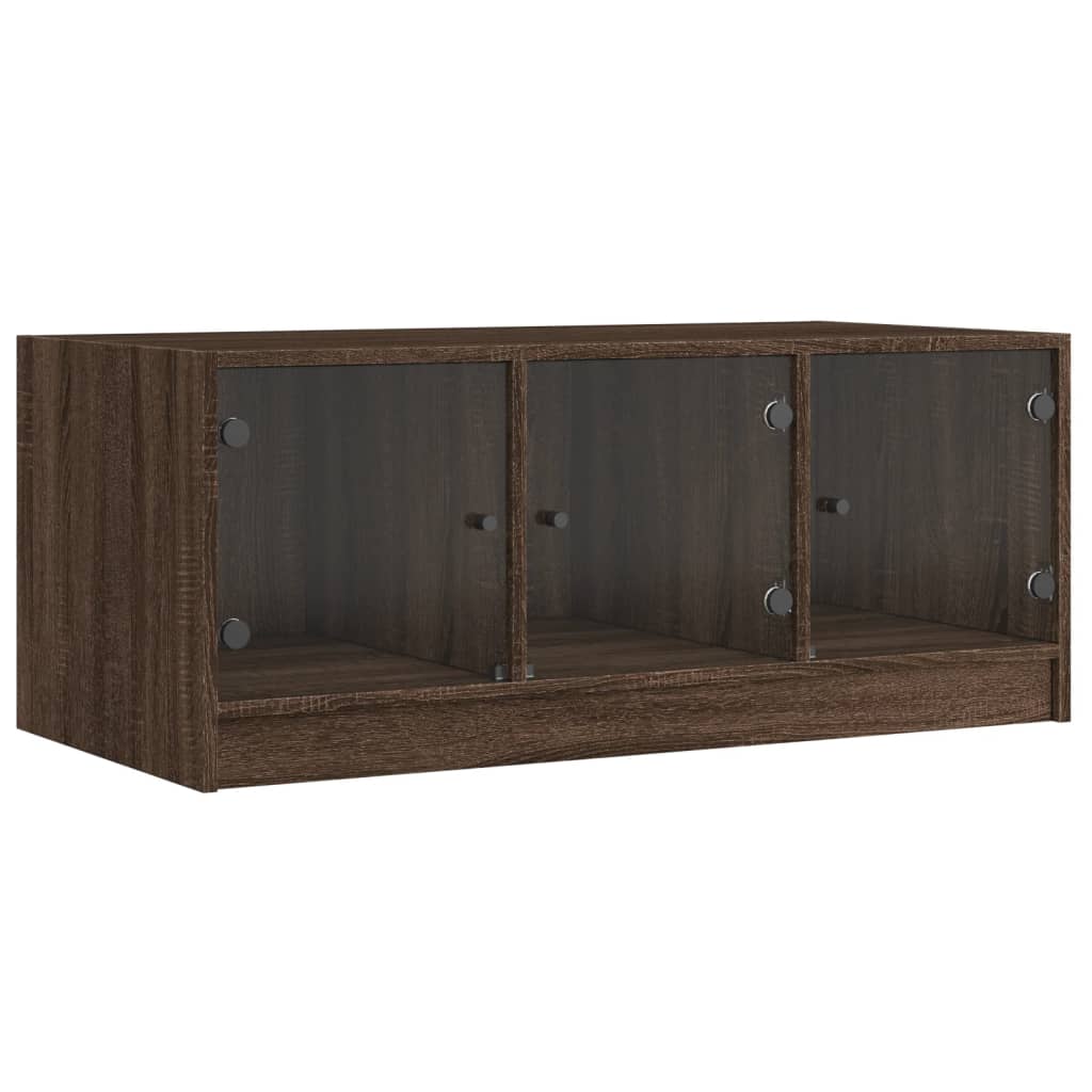 Tavolino Salotto con Ante in Vetro Rovere Marrone 102x50x42 cm | homemem39