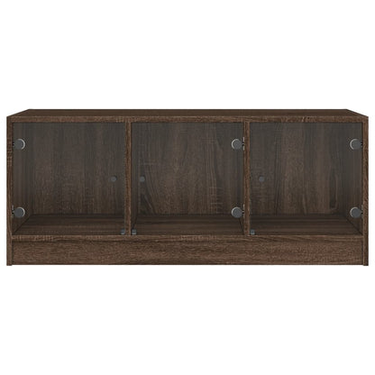 Tavolino Salotto con Ante in Vetro Rovere Marrone 102x50x42 cm | homemem39