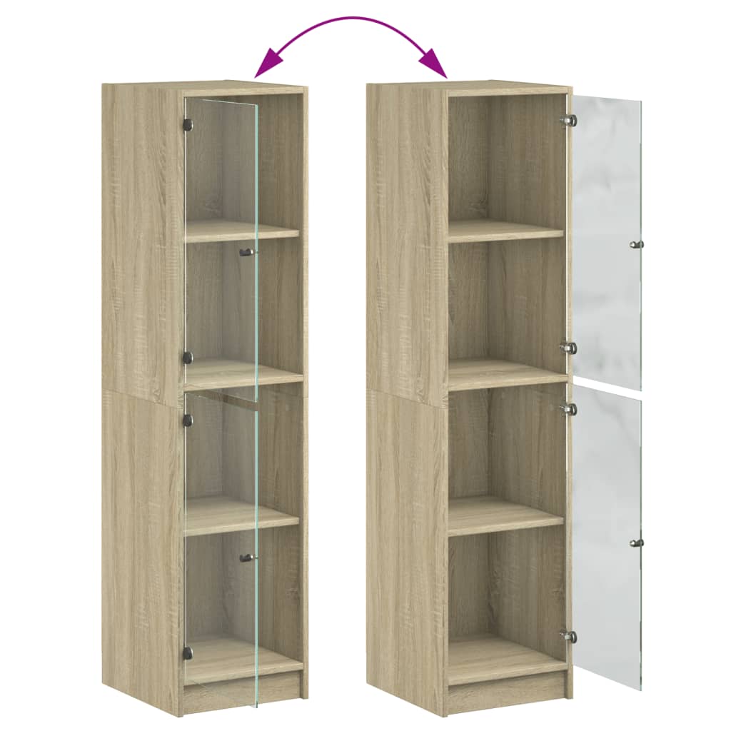 Credenza con Ante in Vetro Rovere Sonoma 35x37x142 cm - homemem39