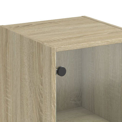 Credenza con Ante in Vetro Rovere Sonoma 35x37x142 cm - homemem39