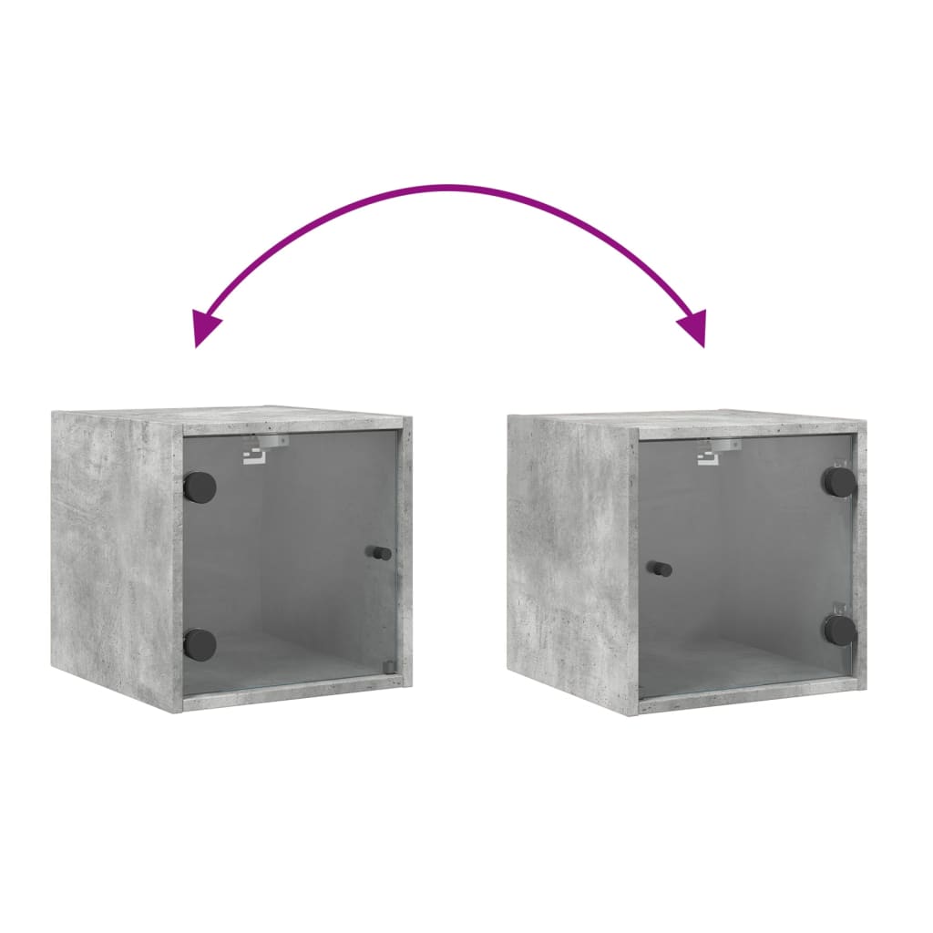 Comodino con Anta in Vetro Grigio Cemento 35x37x35 cm - homemem39