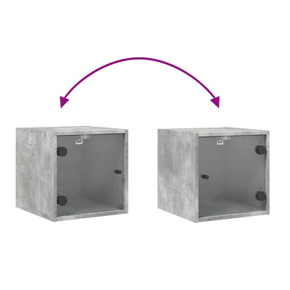 Comodino con Anta in Vetro Grigio Cemento 35x37x35 cm - homemem39