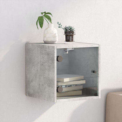 Comodino con Anta in Vetro Grigio Cemento 35x37x35 cm - homemem39