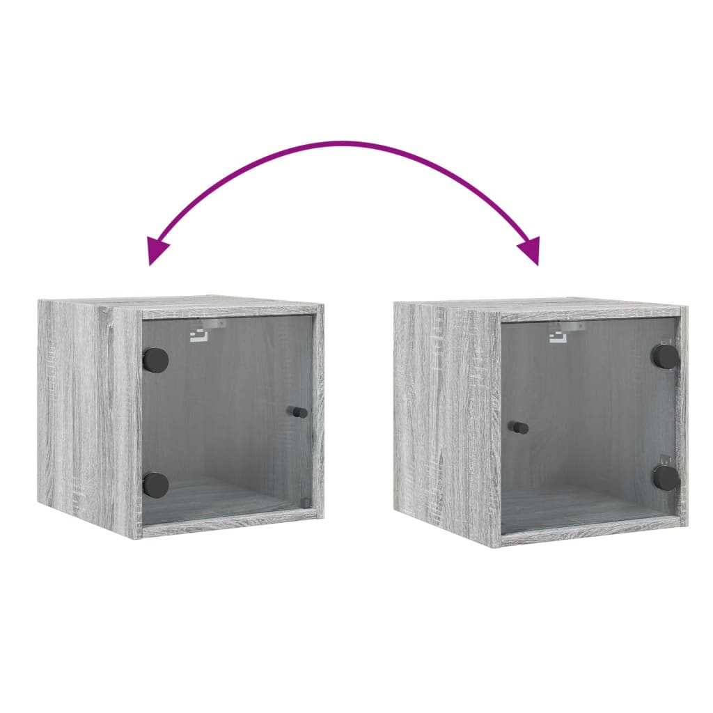 Comodino con Anta in Vetro Grigio Sonoma 35x37x35 cm - homemem39