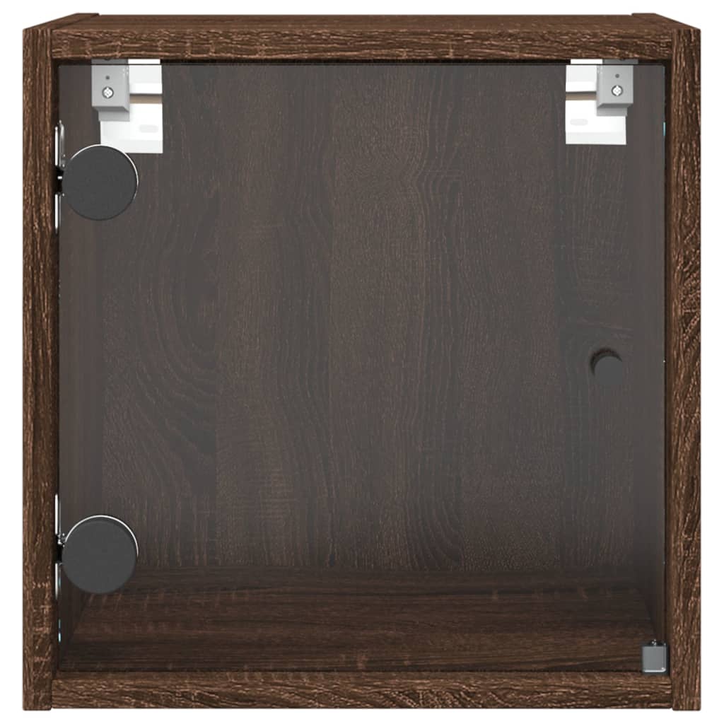 Comodino con Anta in Vetro Rovere Marrone 35x37x35 cm - homemem39