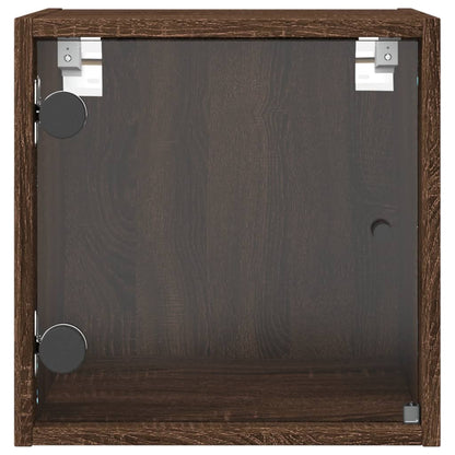 Comodini con Ante in Vetro 2pz Rovere Marrone 35x37x35 cm - homemem39