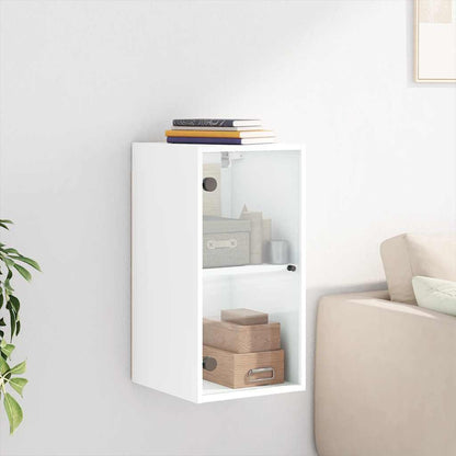 Mobile a Muro con Ante in Vetro Bianco 35x37x68,5 cm | homemem39