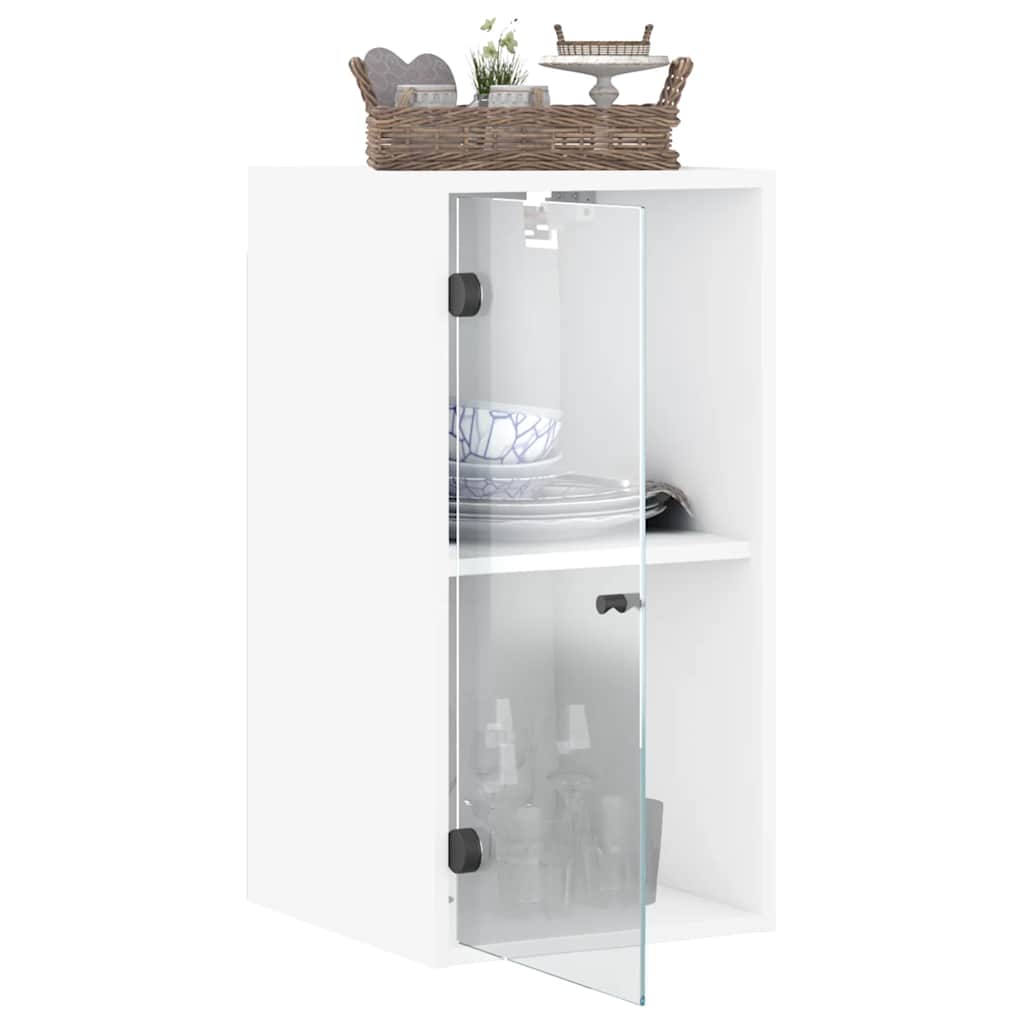 Mobile a Muro con Ante in Vetro Bianco 35x37x68,5 cm | homemem39