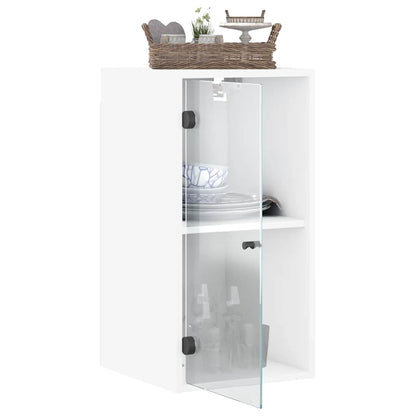 Mobile a Muro con Ante in Vetro Bianco 35x37x68,5 cm