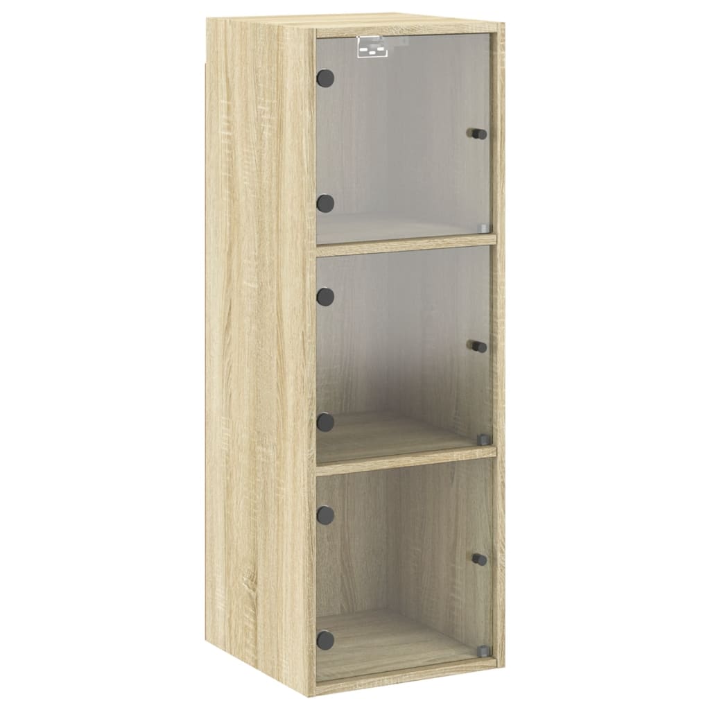 Mobile a Muro con Ante in Vetro Rovere Sonoma 35x37x100 cm | homemem39