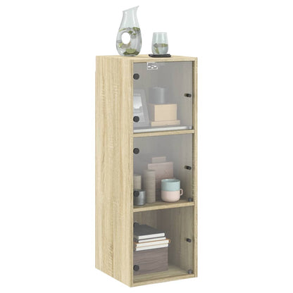 Mobile a Muro con Ante in Vetro Rovere Sonoma 35x37x100 cm