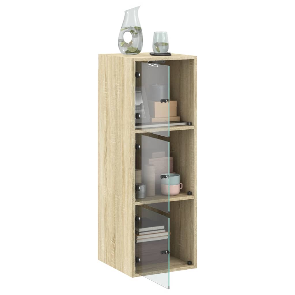 Mobile a Muro con Ante in Vetro Rovere Sonoma 35x37x100 cm | homemem39