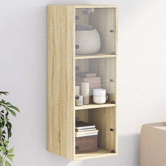 Mobile a Muro con Ante in Vetro Rovere Sonoma 35x37x100 cm | homemem39