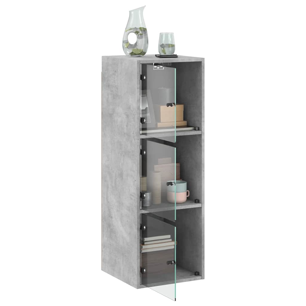 Mobile a Muro con Ante in Vetro Grigio Cemento 35x37x100 cm