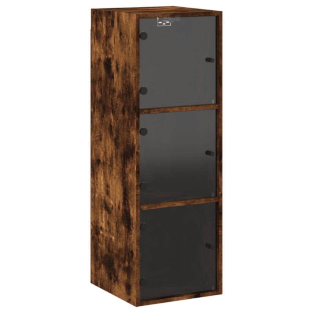 Mobile a Muro con Ante in Vetro Rovere Fumo 35x37x100 cm | homemem39