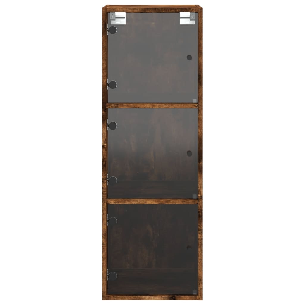 Mobile a Muro con Ante in Vetro Rovere Fumo 35x37x100 cm | homemem39