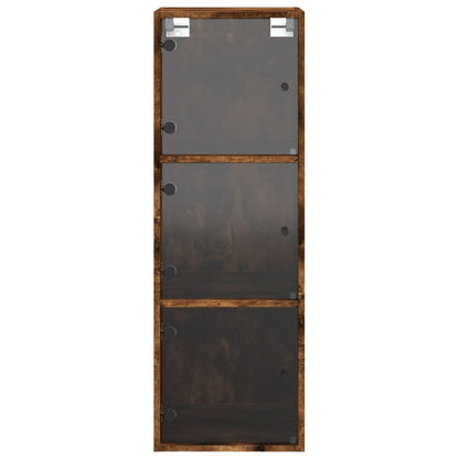 Mobile a Muro con Ante in Vetro Rovere Fumo 35x37x100 cm | homemem39