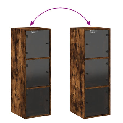 Mobile a Muro con Ante in Vetro Rovere Fumo 35x37x100 cm
